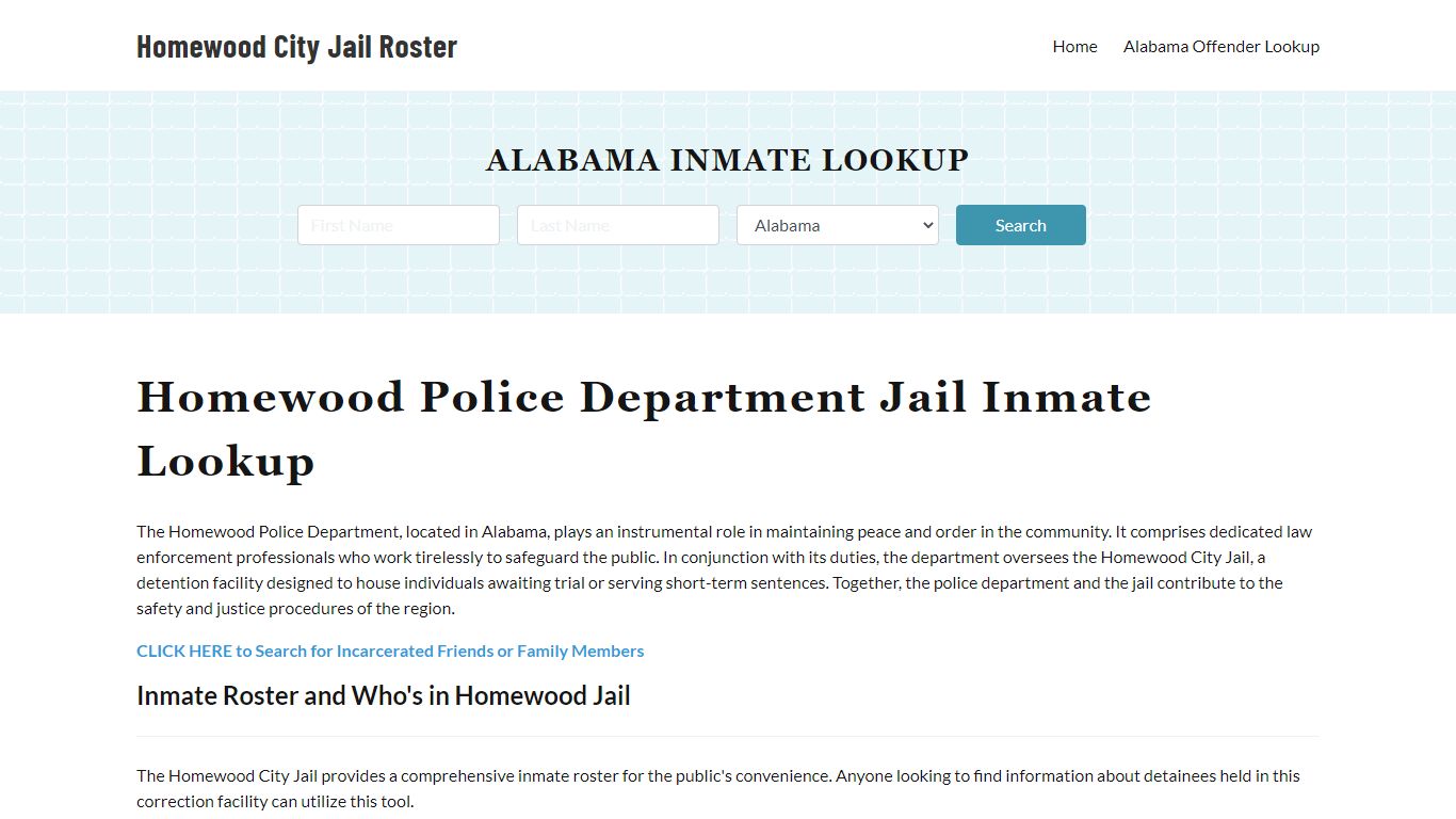 Homewood Police Department & City Jail, AL Inmate Roster, Arrests, Mugshots