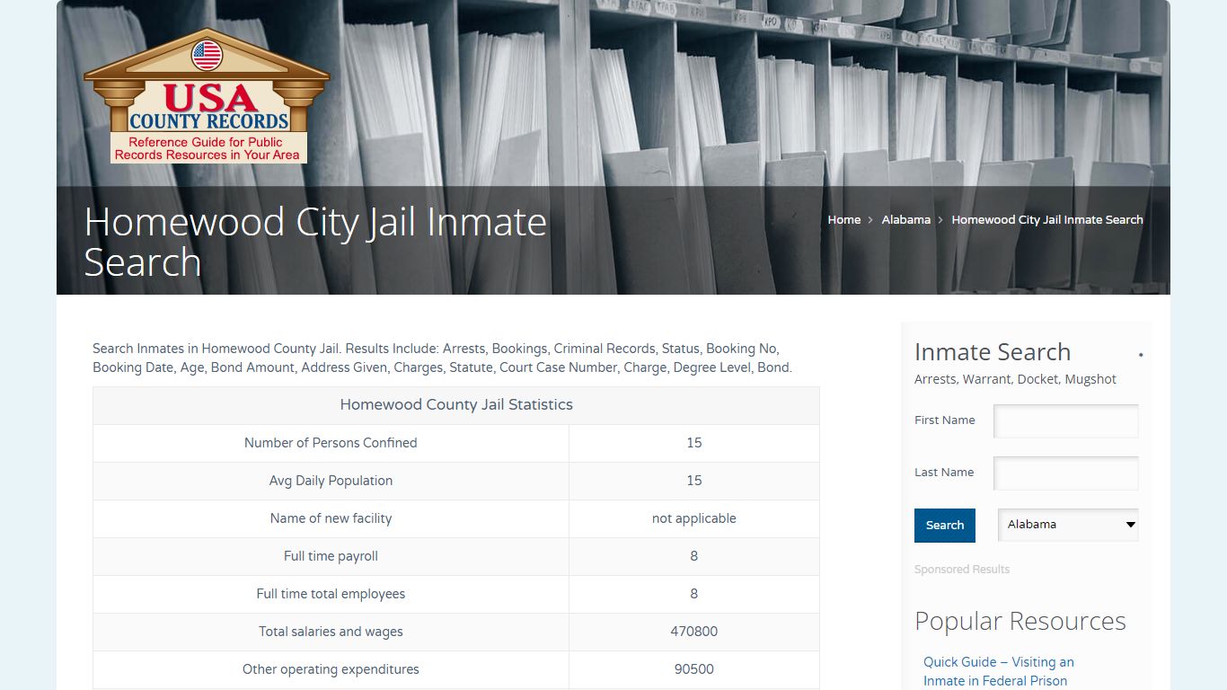 Homewood City Jail Inmate Search | Name Search